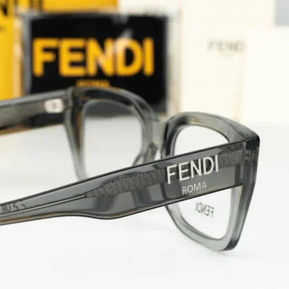 Fendi ROMA Women Eyeglasses Rectangular Transparent Grey FE50094I 020 BRAND NEW